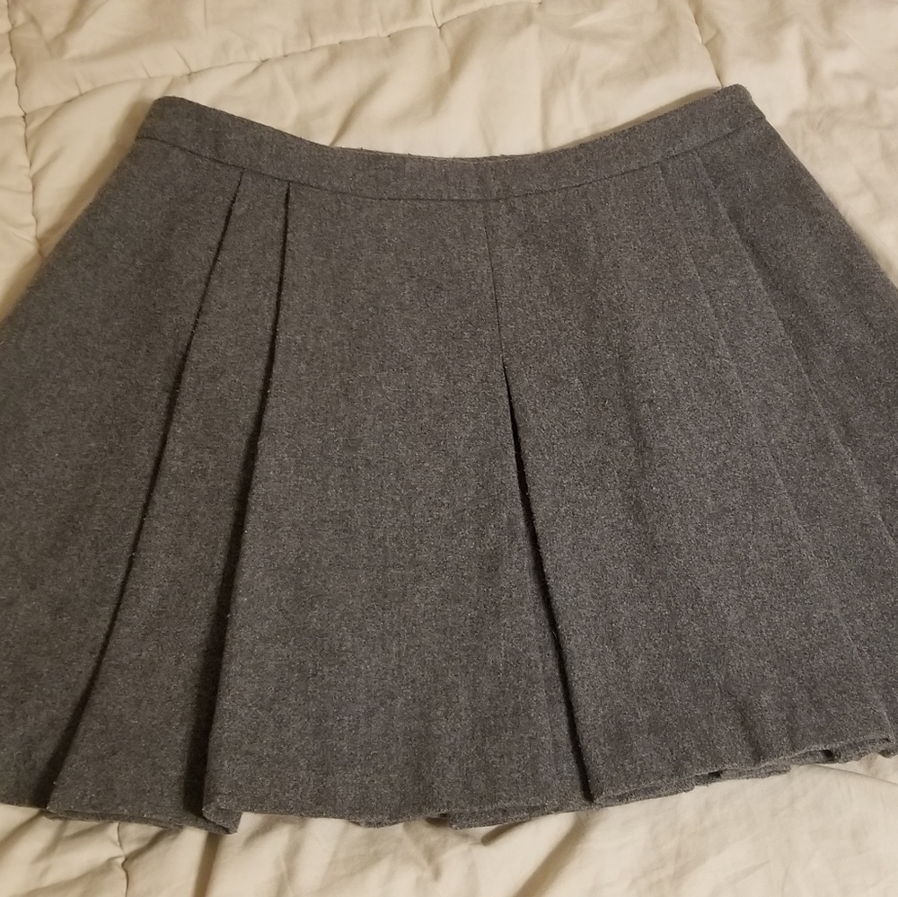 Vineyard Vines Gray Wool Pleated Mini Skirt